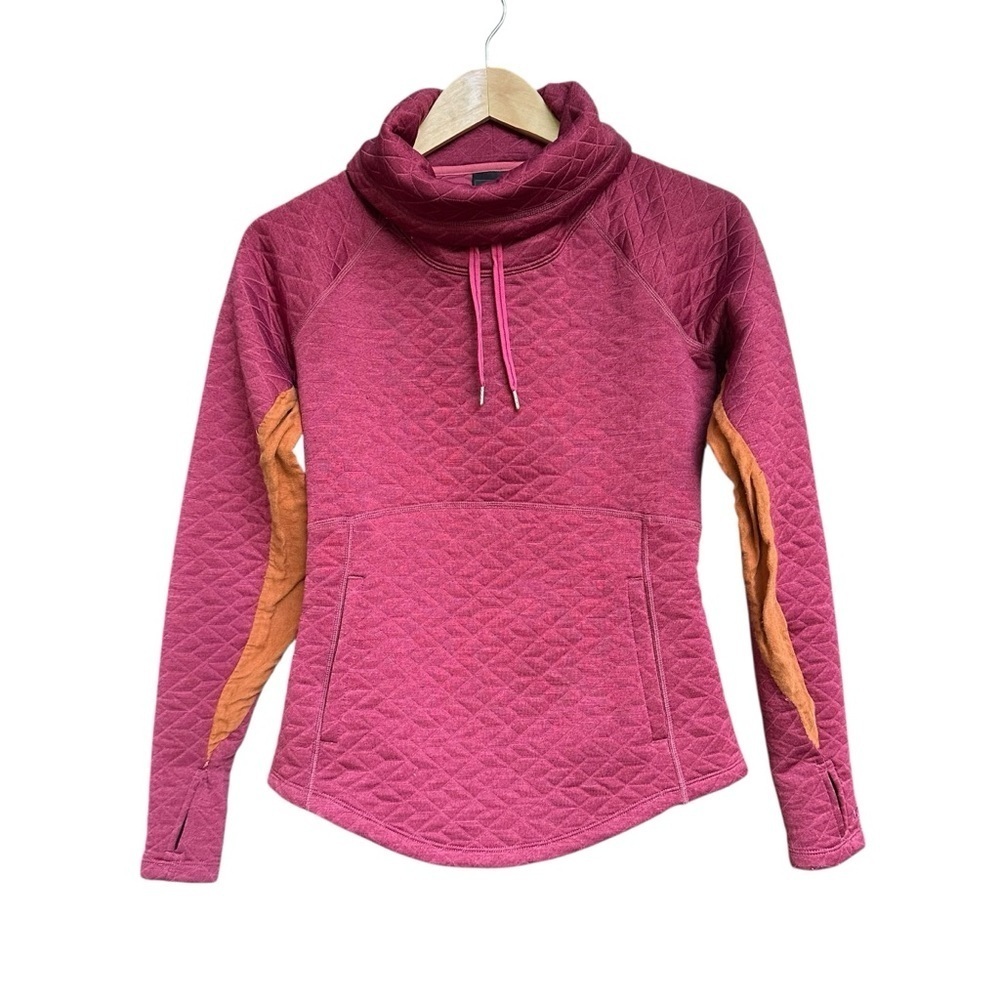 Marmot Annie Quilted Cowl Neck Long Sleeve Top Raspberry Maroon XS